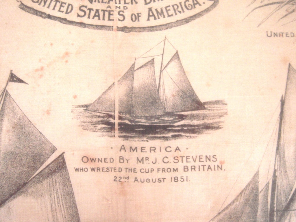 19th Century America's Cup Printed Handkerchief 7