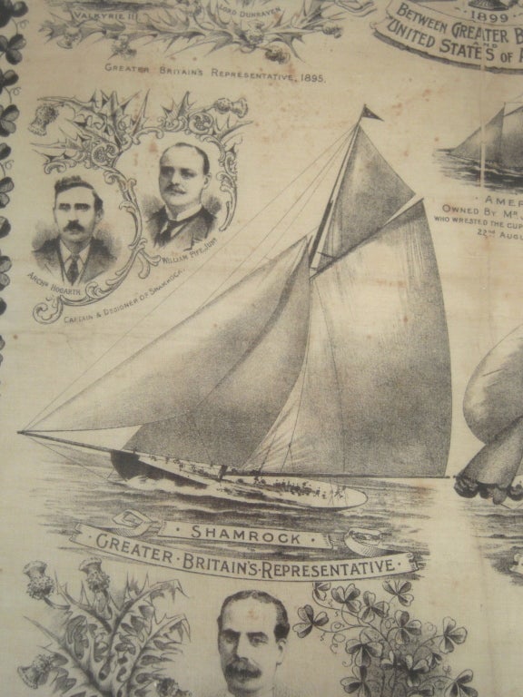 19th Century America's Cup Printed Handkerchief 1
