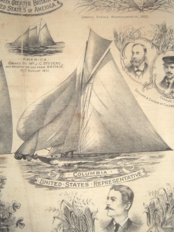 19th Century America's Cup Printed Handkerchief 2