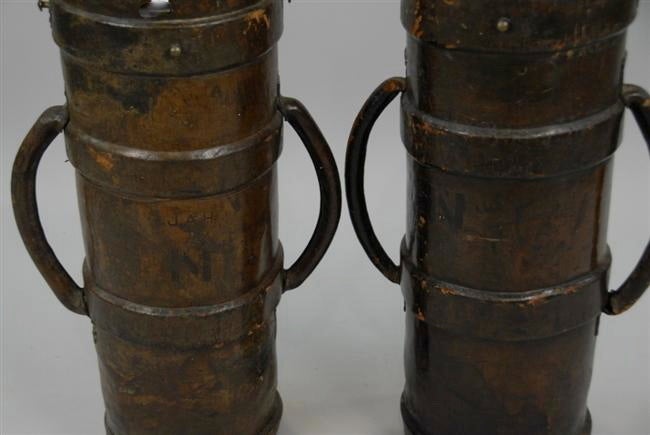 Pair of Antique  English Leather Artillery Buckets, c. 1750-1820 4