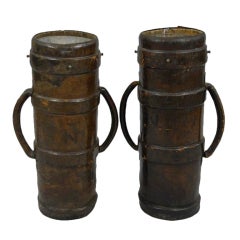 Pair of Antique  English Leather Artillery Buckets, c. 1750-1820
