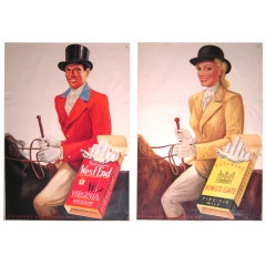 Pair of Large Vintage Stylish Equestrian Advertising Posters
