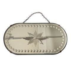 Chic 1920s Etched Oval Mirror