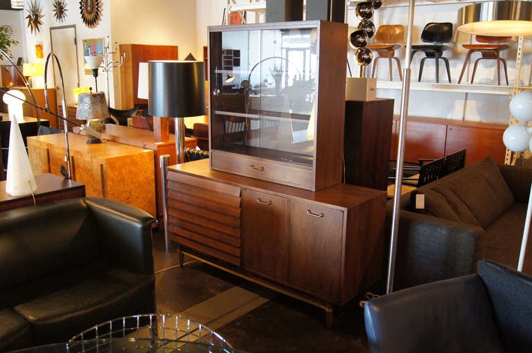 Walnut Sideboard with Hutch by Merton Gershun for American of Martinsville 4
