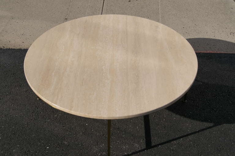 Travertine and Brass Coffee Table by Paul McCobb In Excellent Condition In Dorchester, MA
