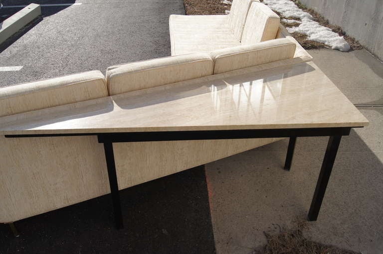 Sectional Sofa with Travertine Corner Table by Paul McCobb 1