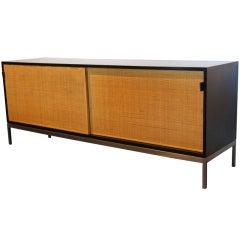 Vintage Credenza with Rattan Doors by Florence Knoll