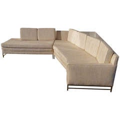 Sectional Sofa with Travertine Corner Table by Paul McCobb
