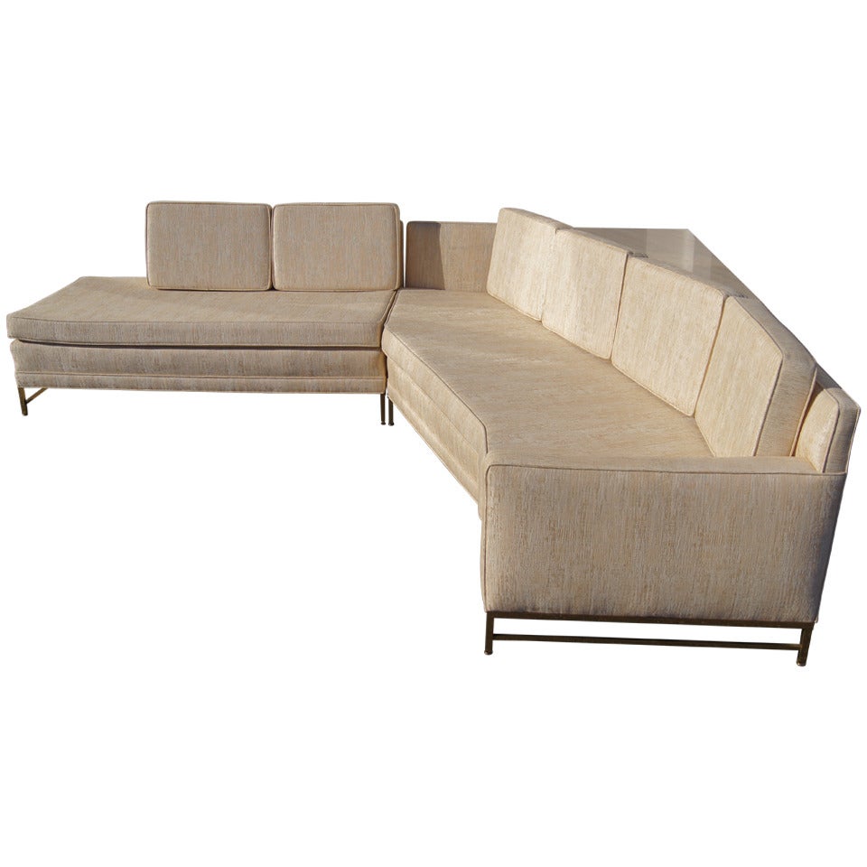 Sectional Sofa with Travertine Corner Table by Paul McCobb