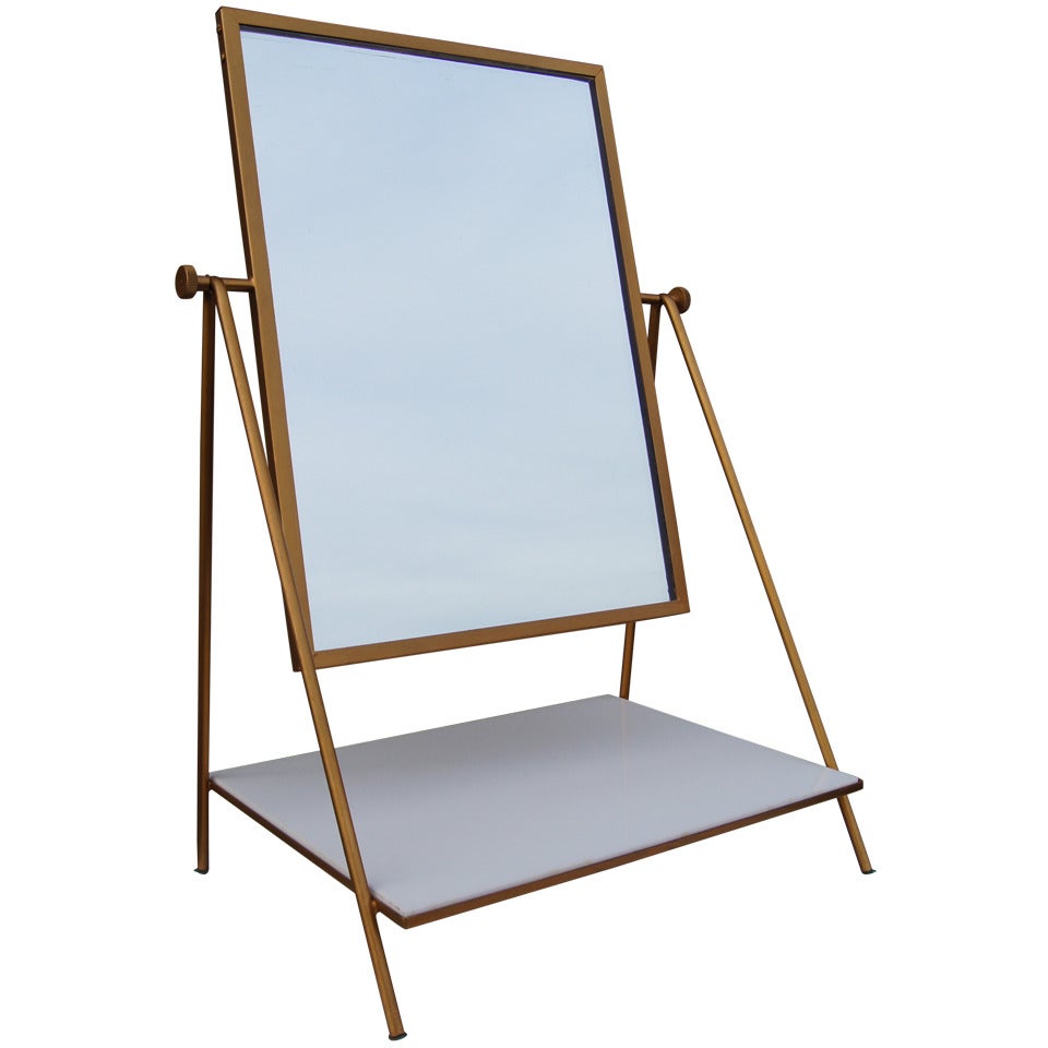 Oval Table Mirror with Porcelain Frame For Sale at 1stDibs