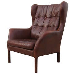 Vintage Danish Leather Wingback Chair