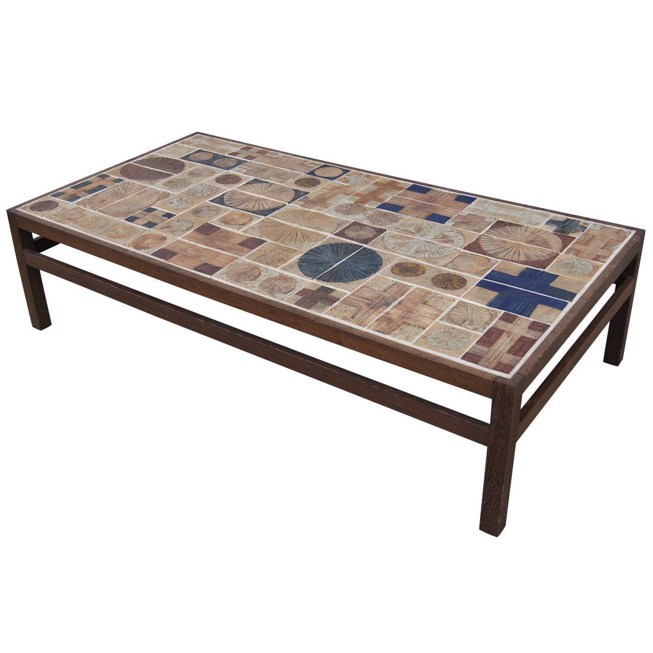 Coffee Table by Willy Beck with Ceramic Tile-Top by Tue Poulsen