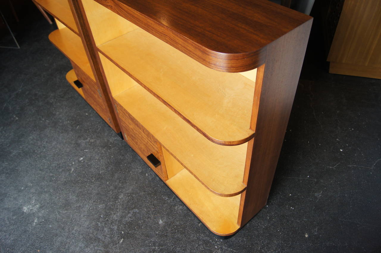 Walnut Pair of Art Deco Bookcases by Gilbert Rohde for Herman Miller