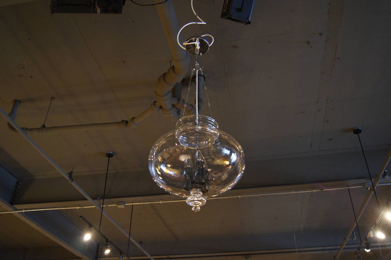 20th Century Glass and Chrome Hanging Lamp by Limburg