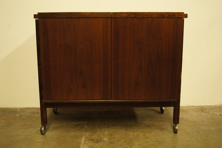 Mid-20th Century Rolling Rosewood Bar Cart by Niels Erick and Gasdam for Vantage Mobelindustri