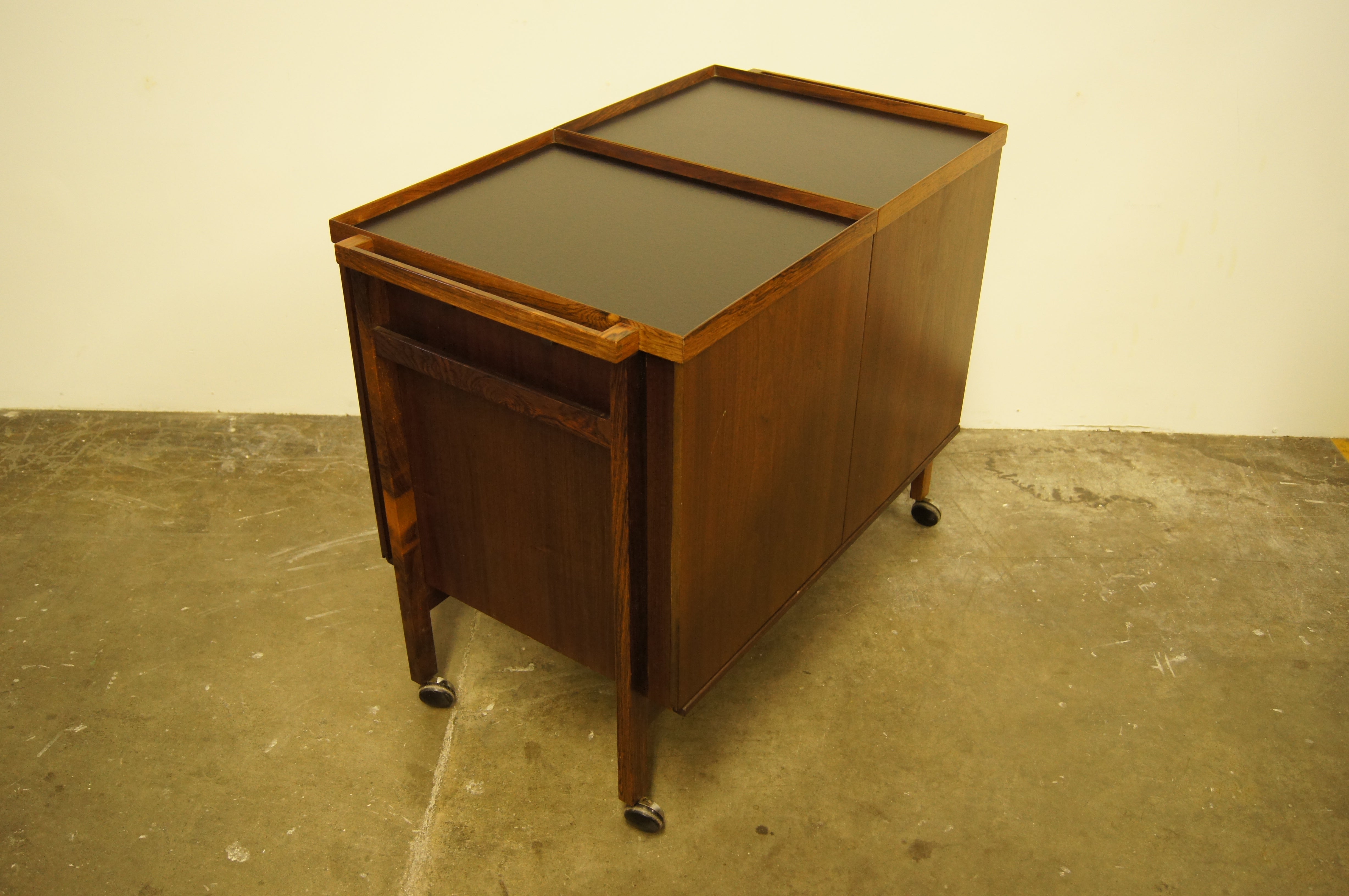Rolling Rosewood Bar Cart by Niels Erick and Gasdam for Vantage Mobelindustri