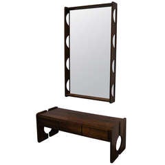 Norwegian Rosewood Console Table with Mirror