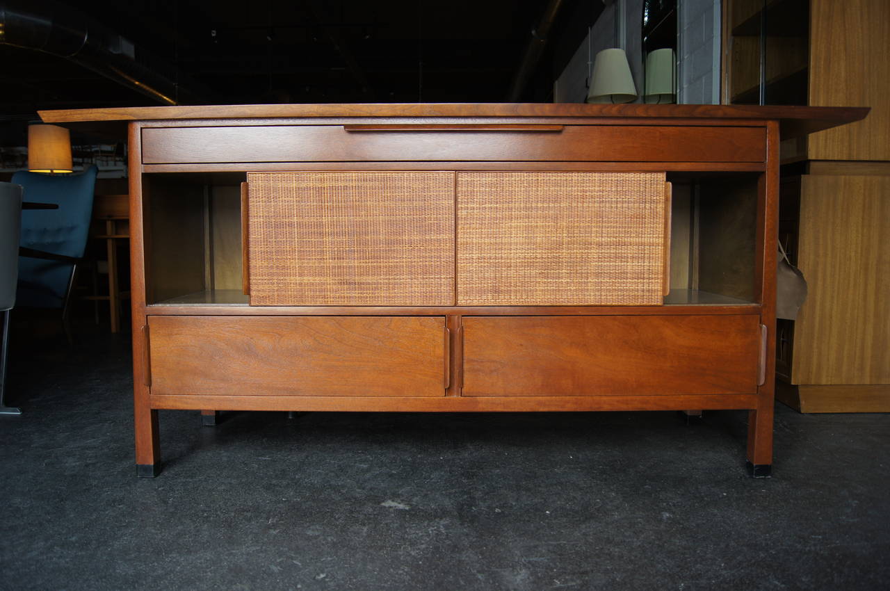 Mid-Century Modern Large Sideboard with Rattan Front by Edward Wormley for Dunbar