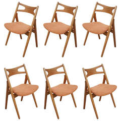 Set of Six Oak CH-29 Sawbuck Dining Chairs by Hans Wegner 6