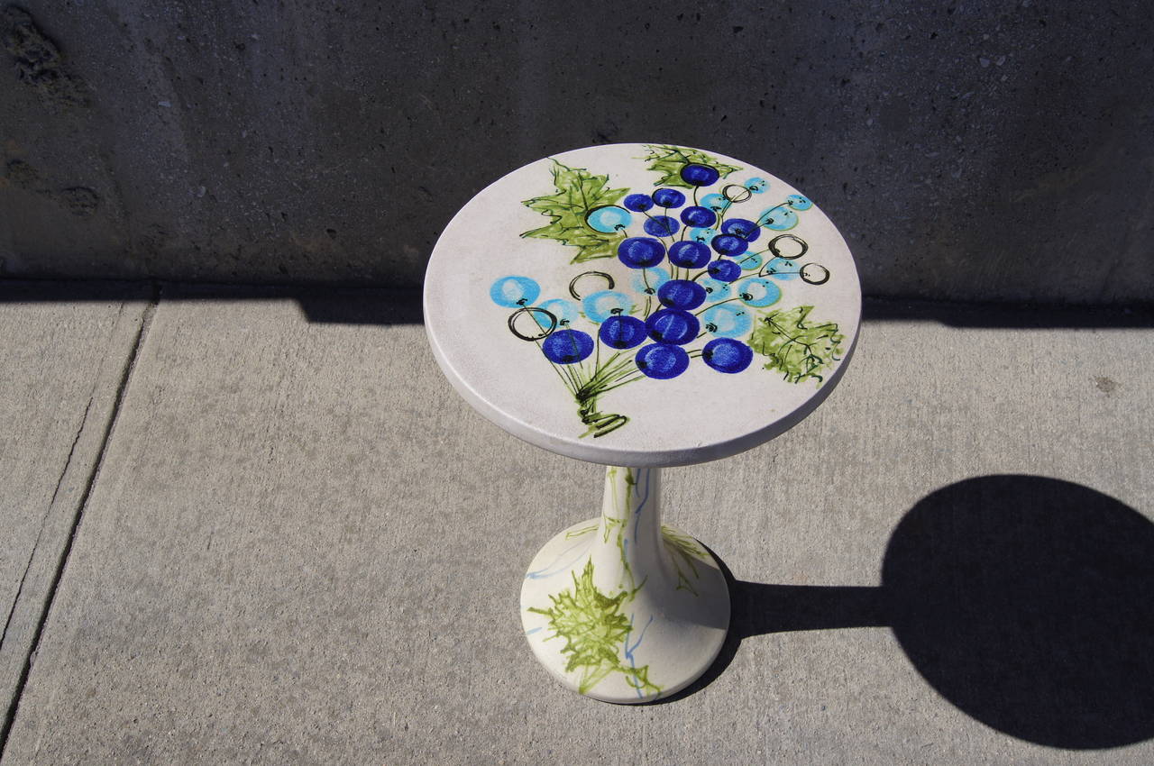 Hand-Painted Ceramic Drinks Table by Raymor In Good Condition In Dorchester, MA