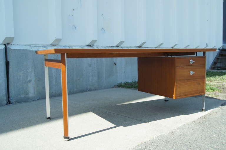 Scandinavian Modern Teak Desk with Canted Legs by Finn Juhl for France & Son