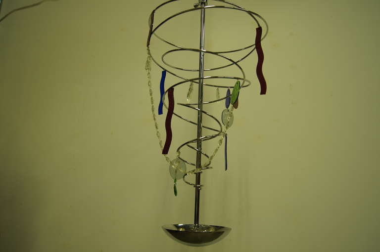 Italian Glass and Chrome Pendant Lamp by Toni Cordero for Artemide