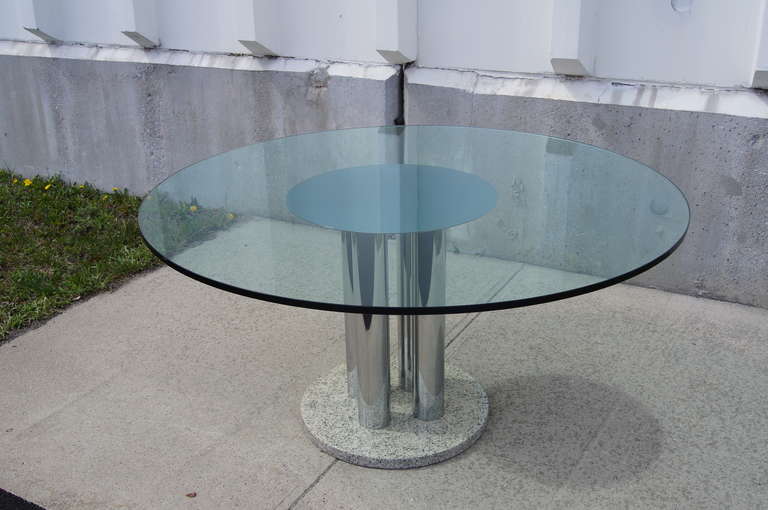 Chrome Round Pedestal Dining Table after Pace