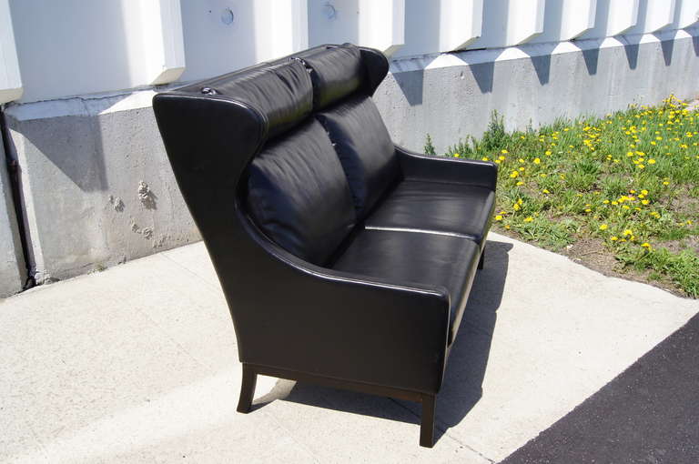 Danish Modern HighBack Black Settee For Sale at 1stdibs