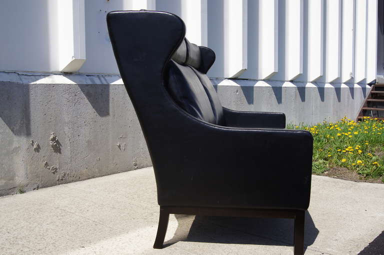 Upholstery Danish Modern High-Back Black Settee