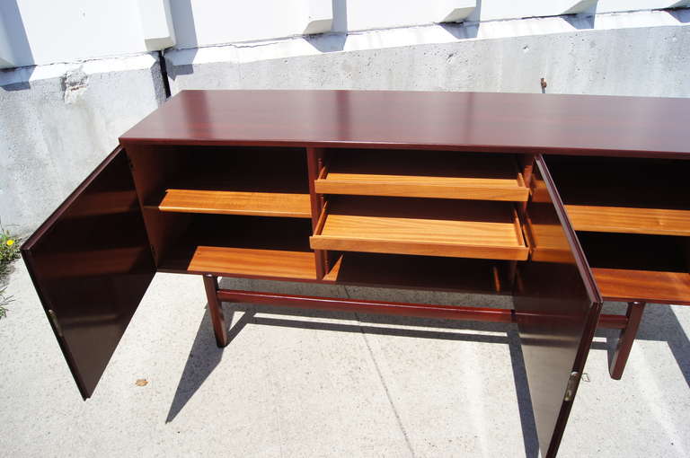 Brass Mahogany Rungstedlund Sideboard by Ole Wanscher for Poul Jeppesen For Sale