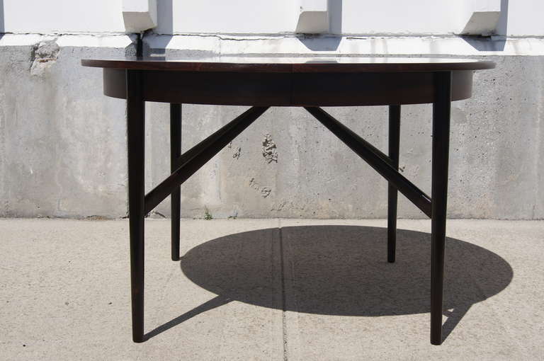 Mid-20th Century Danish Modern Round Rosewood Dining Table with Extension