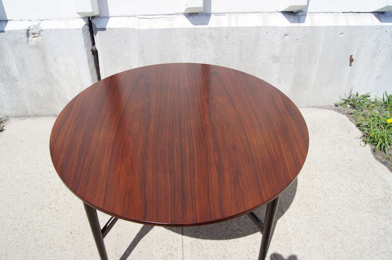 Danish Modern Round Rosewood Dining Table with Extension 2