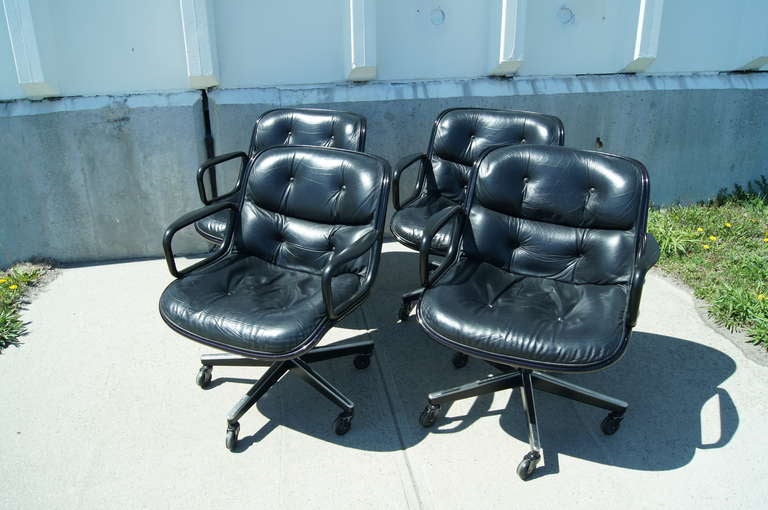 Late 20th Century Black Leather Executive Chair by Charles Pollock for Knoll