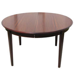 Vintage Round Rosewood Dining Table with Three Leaves by Kofod Larsen