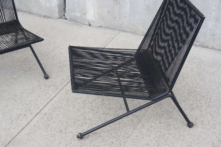 Pair of Black Bow Chairs by Allan Gould In Good Condition In Dorchester, MA