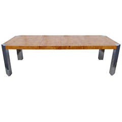 Burl Wood and Chrome Dining Table by Milo Baughman for Pace 11