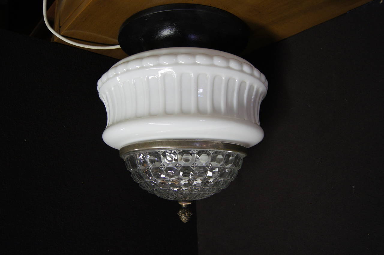 Glass Italian Art Deco Ceiling Lamp For Sale