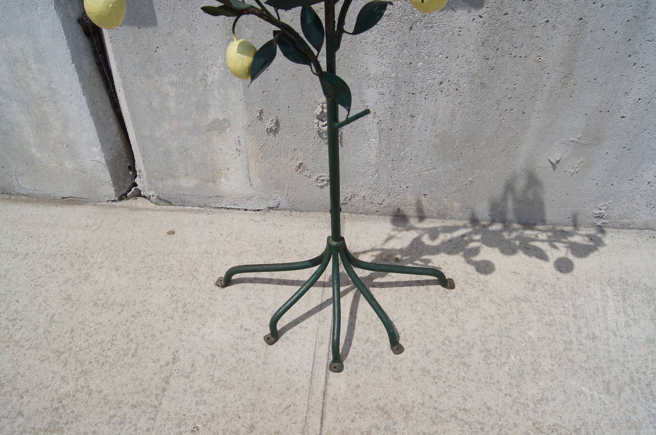 Mid-Century Modern Italian Tole and Wrought Iron Lemon Tree Sculpture