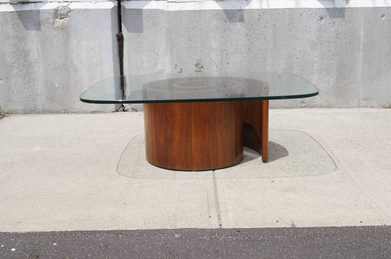 Mid-Century Modern Walnut & Glass Snail Coffee Table by Vladimir Kagan