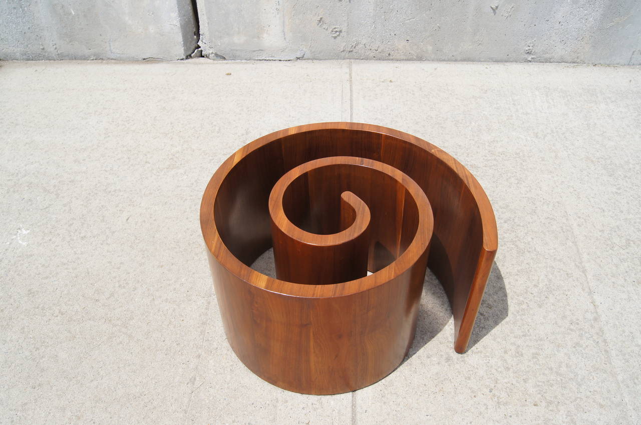 American Walnut & Glass Snail Coffee Table by Vladimir Kagan