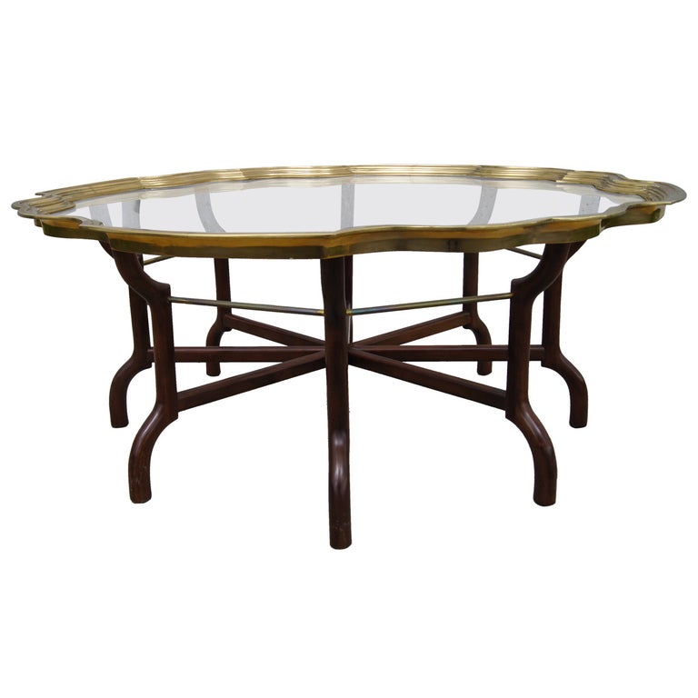 Brass And Glass Tray Top Coffee Table, Baker Furniture Glass Coffee Table