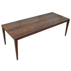 Rosewood Coffee Table With Extension Trays by Severin Hansen Jr. for Haslev