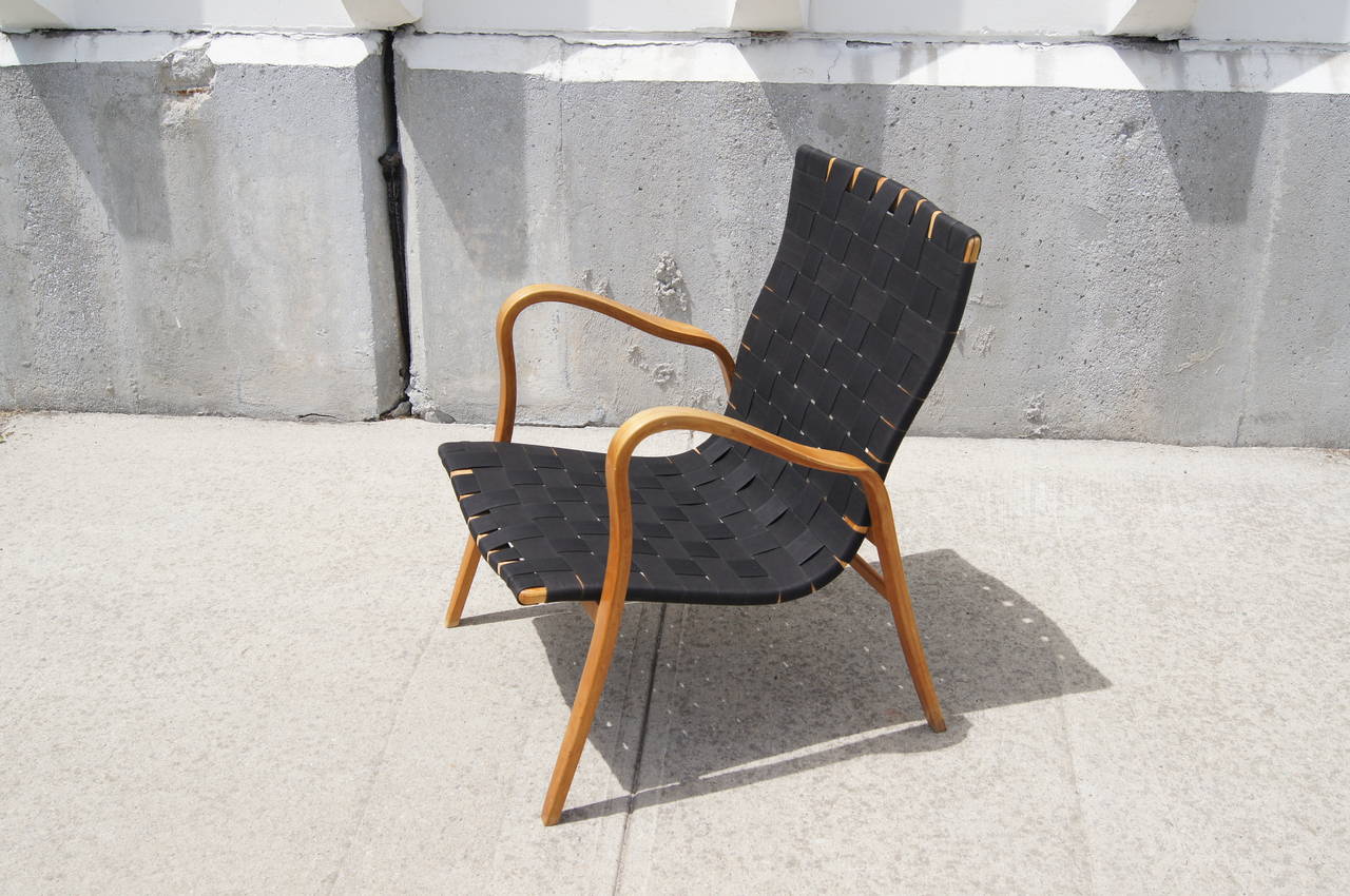 Cotton Birch Bentwood Easy Chair by Gustav Axel Berg For Sale