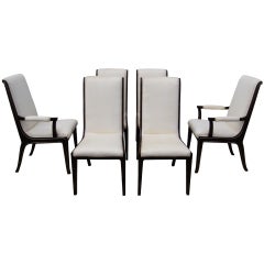 Set of Six Amboyna Wood Dining Chairs by William Doezema for Mastercraft