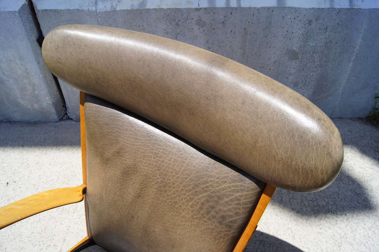AP-16 Highback Leather Armchair by Hans Wegner for A.P. Stolen In Excellent Condition In Dorchester, MA