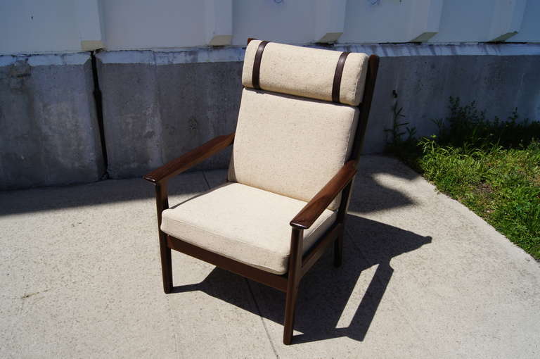 Upholstery High-Back Oak Lounge Chair, GE-265, by Hans Wegner for GETAMA