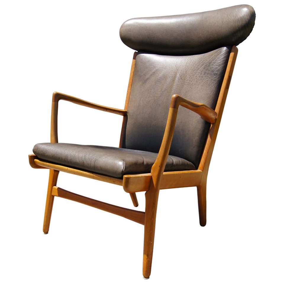 AP-16 Highback Leather Armchair by Hans Wegner for A.P. Stolen
