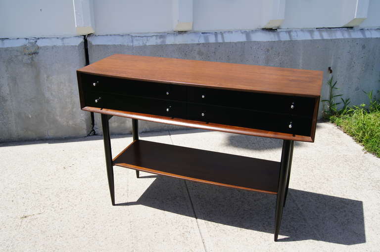 Mid-Century Modern 1950s Walnut Console Table