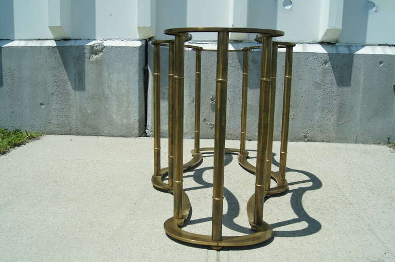 Mid-Century Modern Glass-Topped Brass Dining Table by Mastercraft