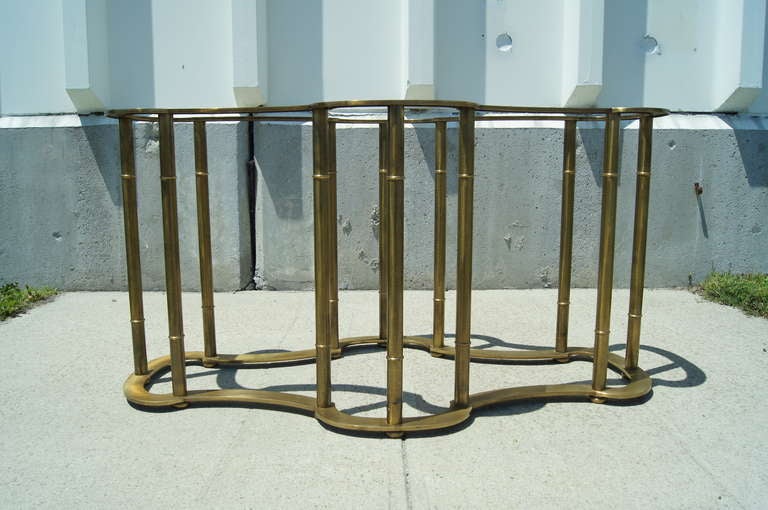 20th Century Glass-Topped Brass Dining Table by Mastercraft